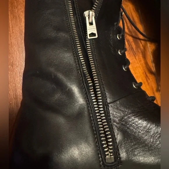 AllSaints Black Maren Leather Combat Boots Size 10 US (See details) - Picture 3 of 9